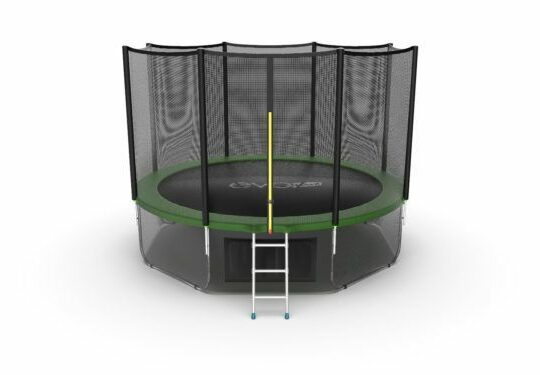 Фото 55 - EVO JUMP External 12ft (Green) + Lower net. Батут с внешней сеткой и лестницей, диаметр 12ft (зеленый/синий) + нижняя сеть.