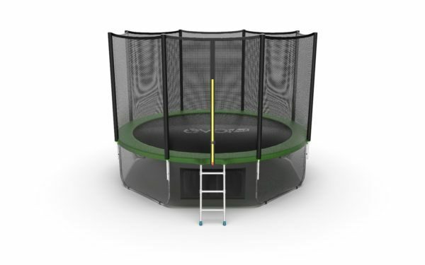 Фото 1 - EVO JUMP External 12ft (Green) + Lower net. Батут с внешней сеткой и лестницей, диаметр 12ft (зеленый/синий) + нижняя сеть.