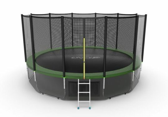 Фото 57 - EVO JUMP External 16ft (Green) + Lower net. Батут с внешней сеткой и лестницей, диаметр 16ft (зеленый/синий) + нижняя сеть.
