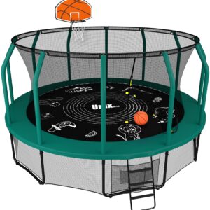 Батут с баскетбольным кольцом UNIX line SUPREME GAME 16 ft (Green)